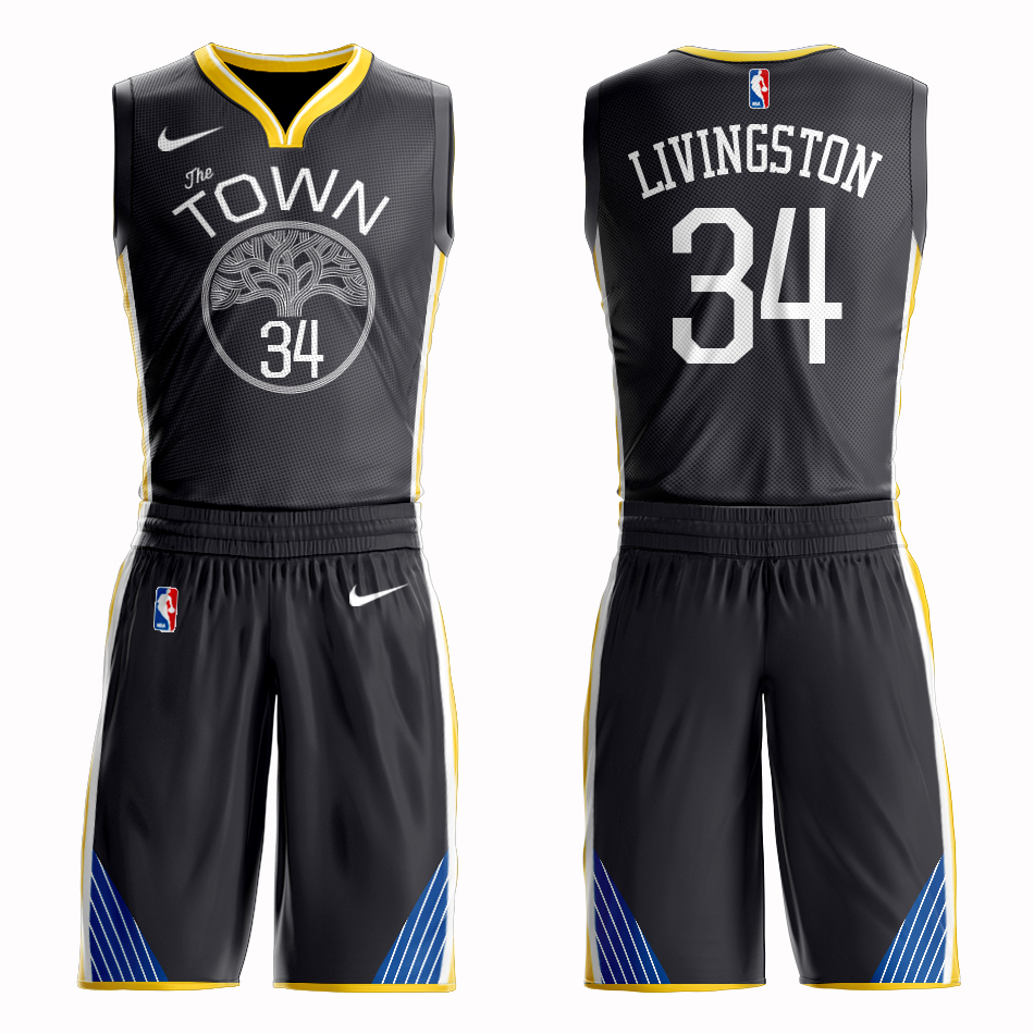 Men 2019 NBA Nike Golden State Warriors 34 Livingston black Customized jersey